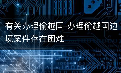 有关办理偷越国 办理偷越国边境案件存在困难