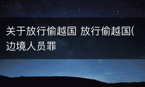 关于放行偷越国 放行偷越国(边境人员罪