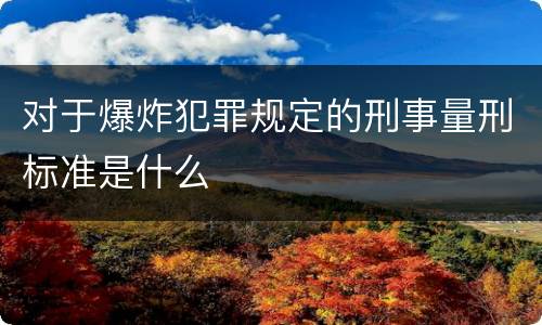 对于爆炸犯罪规定的刑事量刑标准是什么