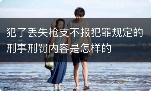 犯了丢失枪支不报犯罪规定的刑事刑罚内容是怎样的