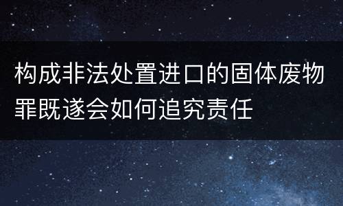 构成非法处置进口的固体废物罪既遂会如何追究责任