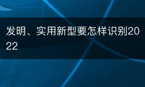 发明、实用新型要怎样识别2022
