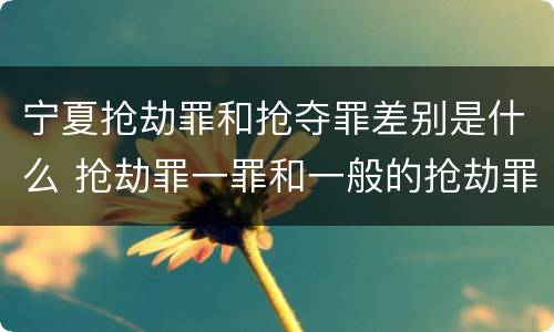 宁夏抢劫罪和抢夺罪差别是什么 抢劫罪一罪和一般的抢劫罪