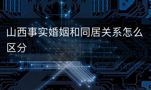 山西事实婚姻和同居关系怎么区分