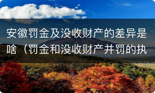 安徽罚金及没收财产的差异是啥（罚金和没收财产并罚的执行顺序）