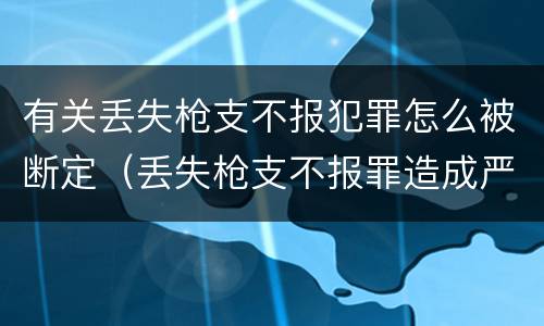 有关丢失枪支不报犯罪怎么被断定（丢失枪支不报罪造成严重后果）