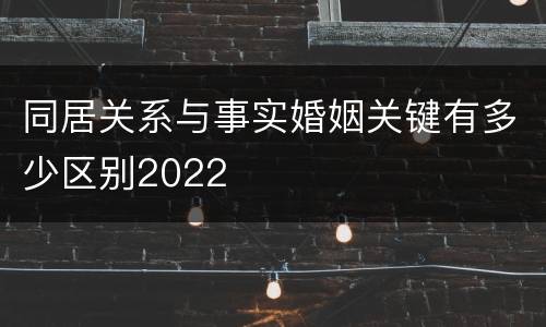 同居关系与事实婚姻关键有多少区别2022