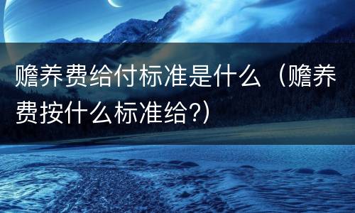 赡养费给付标准是什么（赡养费按什么标准给?）
