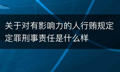 关于对有影响力的人行贿规定定罪刑事责任是什么样