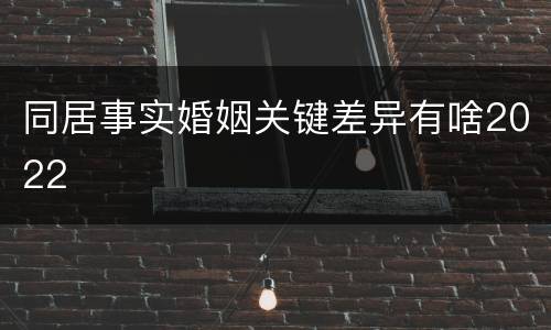 同居事实婚姻关键差异有啥2022