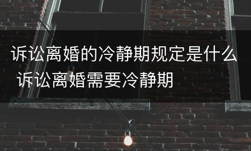 诉讼离婚的冷静期规定是什么 诉讼离婚需要冷静期