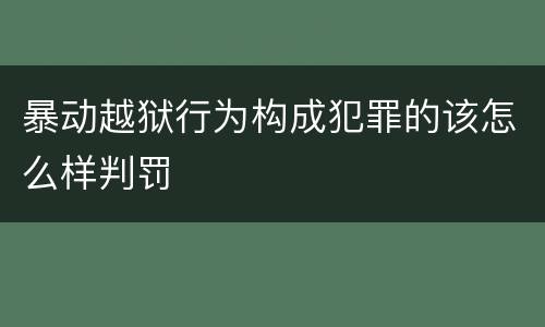 暴动越狱行为构成犯罪的该怎么样判罚