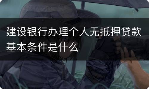 建设银行办理个人无抵押贷款基本条件是什么