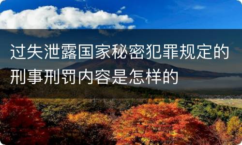 过失泄露国家秘密犯罪规定的刑事刑罚内容是怎样的