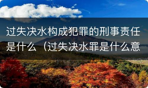 过失决水构成犯罪的刑事责任是什么（过失决水罪是什么意思）