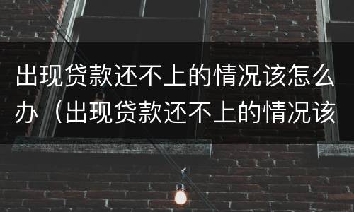 出现贷款还不上的情况该怎么办（出现贷款还不上的情况该怎么办呢）