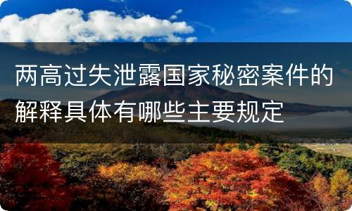 两高过失泄露国家秘密案件的解释具体有哪些主要规定