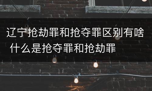 辽宁抢劫罪和抢夺罪区别有啥 什么是抢夺罪和抢劫罪