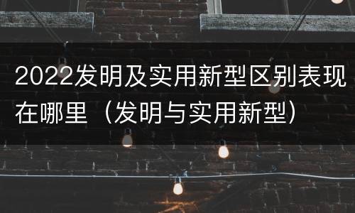2022发明及实用新型区别表现在哪里（发明与实用新型）