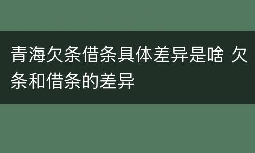 青海欠条借条具体差异是啥 欠条和借条的差异