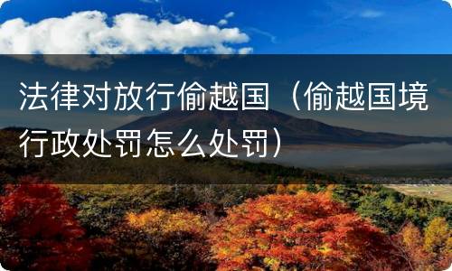 法律对放行偷越国（偷越国境行政处罚怎么处罚）