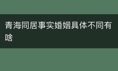 青海同居事实婚姻具体不同有啥