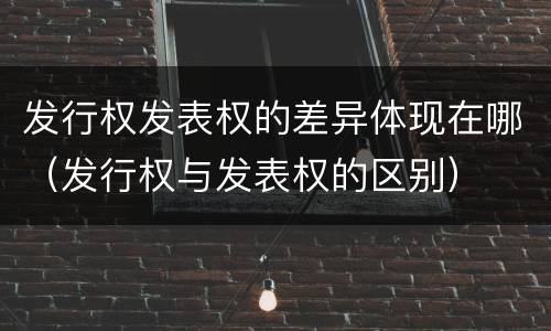 发行权发表权的差异体现在哪（发行权与发表权的区别）