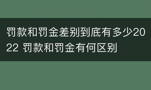 罚款和罚金差别到底有多少2022 罚款和罚金有何区别