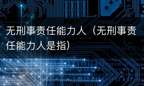无刑事责任能力人（无刑事责任能力人是指）
