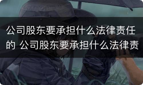 公司股东要承担什么法律责任的 公司股东要承担什么法律责任的规定