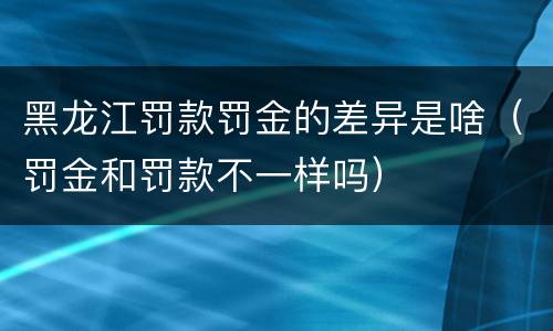 黑龙江罚款罚金的差异是啥（罚金和罚款不一样吗）