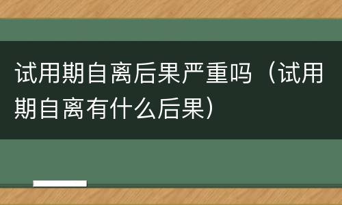 试用期自离后果严重吗（试用期自离有什么后果）
