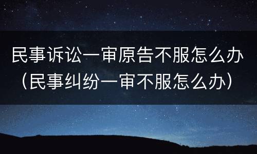 民事诉讼一审原告不服怎么办（民事纠纷一审不服怎么办）