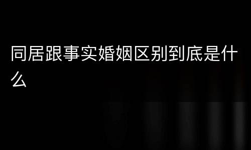 同居跟事实婚姻区别到底是什么