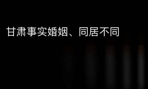 甘肃事实婚姻、同居不同
