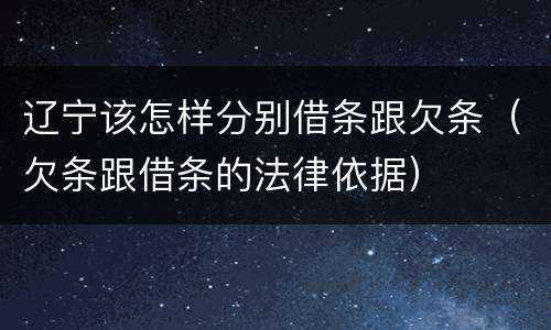 辽宁该怎样分别借条跟欠条（欠条跟借条的法律依据）