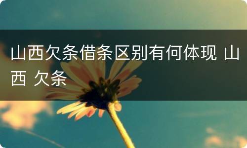 山西欠条借条区别有何体现 山西 欠条