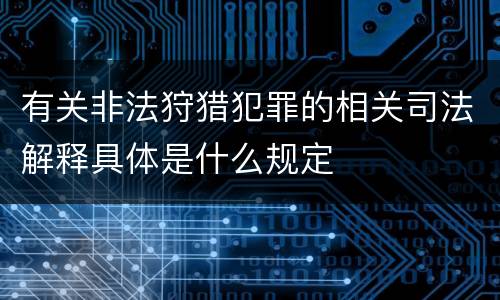 有关非法狩猎犯罪的相关司法解释具体是什么规定