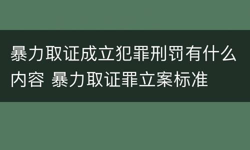 暴力取证成立犯罪刑罚有什么内容 暴力取证罪立案标准