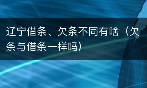 辽宁借条、欠条不同有啥（欠条与借条一样吗）