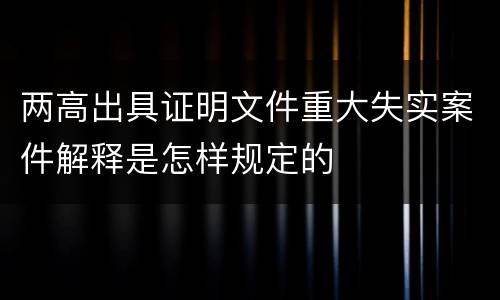 两高出具证明文件重大失实案件解释是怎样规定的
