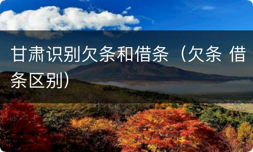 甘肃识别欠条和借条（欠条 借条区别）
