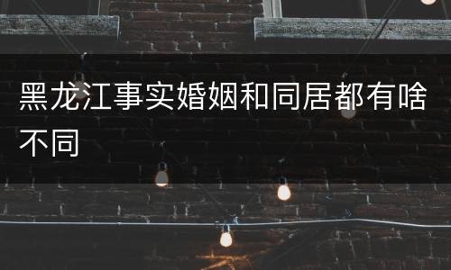 黑龙江事实婚姻和同居都有啥不同