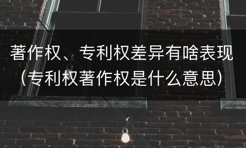 著作权、专利权差异有啥表现（专利权著作权是什么意思）