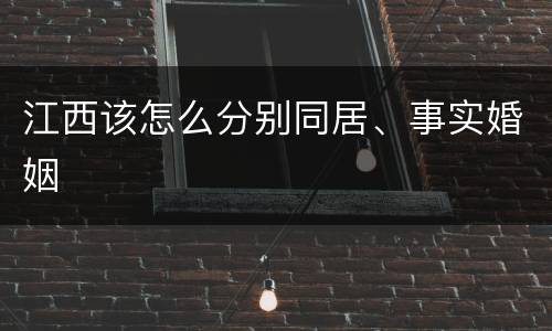 江西该怎么分别同居、事实婚姻