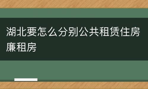 湖北要怎么分别公共租赁住房廉租房