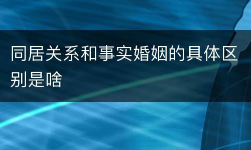 同居关系和事实婚姻的具体区别是啥
