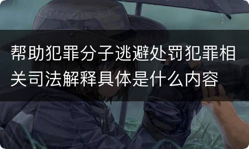 帮助犯罪分子逃避处罚犯罪相关司法解释具体是什么内容