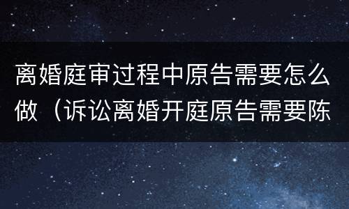 离婚庭审过程中原告需要怎么做（诉讼离婚开庭原告需要陈述什么）