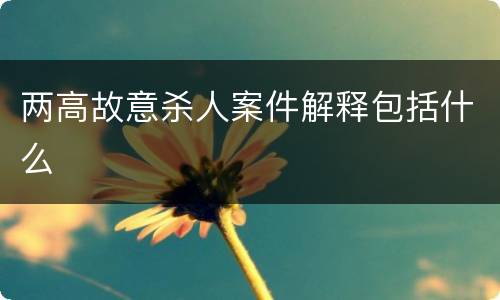两高故意杀人案件解释包括什么